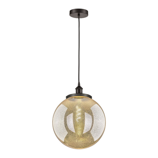 Innovations Beacon 14in 1-Light Mini Pendant | Art Nouveau Oil Rubbed Bronze Steel and Mercury Glass | Kitchen Island & Dining | Model 616-1PH-OB-G208-14