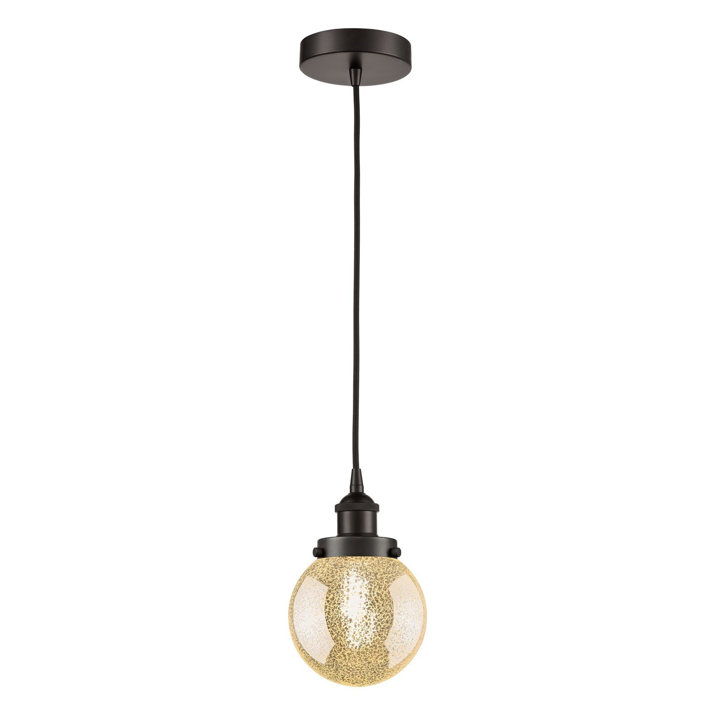 Innovations Beacon 6in 1-Light Mini Pendant | Industrial Oil Rubbed Bronze Steel and Mercury Seeded Glass | Kitchen Island & | Model 616-1PH-OB-G208-6