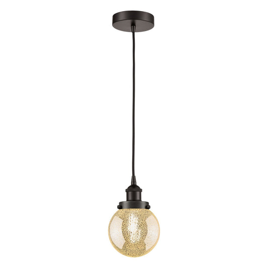 Innovations Beacon 6in 1-Light Mini Pendant | Industrial Oil Rubbed Bronze Steel and Mercury Seeded Glass | Kitchen Island & | Model 616-1PH-OB-G208-6