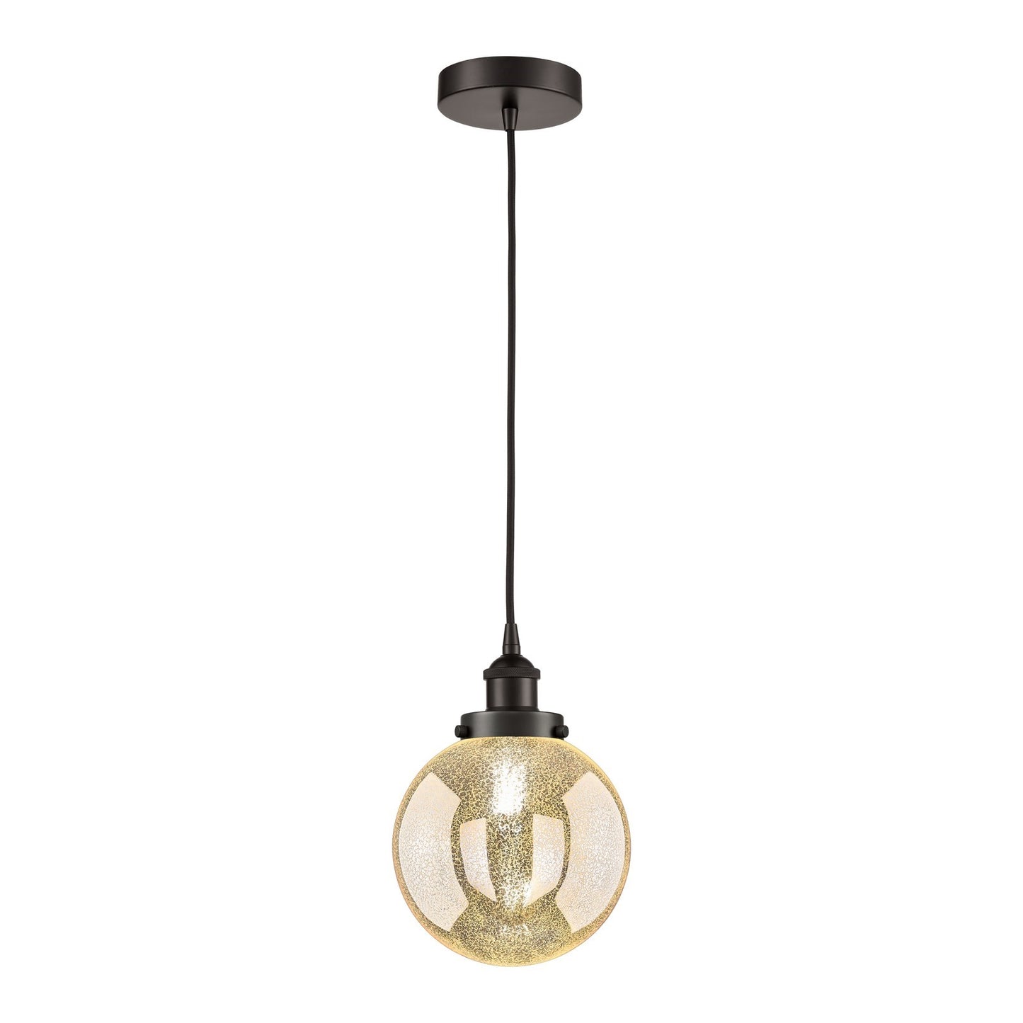 Innovations Beacon 8in 1-Light Mini Pendant | Industrial Oil Rubbed Bronze Steel and Mercury Seeded Glass | Kitchen Island & | Model 616-1PH-OB-G208-8