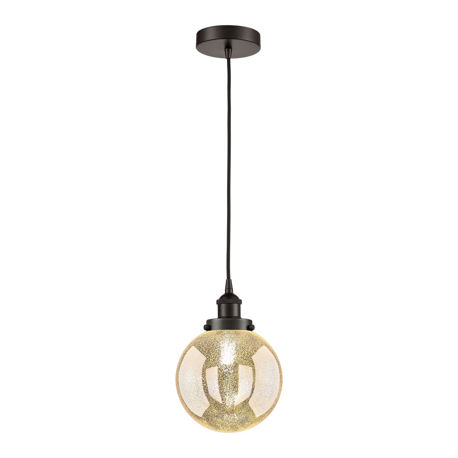 Innovations Beacon 8in 1-Light Mini Pendant | Industrial Oil Rubbed Bronze Steel and Mercury Seeded Glass | Kitchen Island & | Model 616-1PH-OB-G208-8