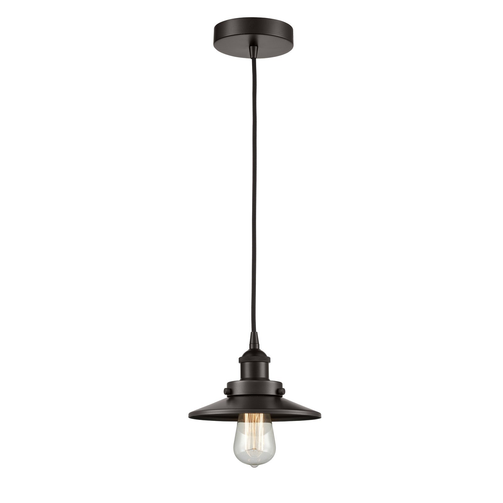 Innovations Edison 8in 1-Light Mini Pendant | Industrial Oil Rubbed Bronze Steel and Cast Brass Metal Shade | Kitchen Island & | Model 616-1PH-OB-M5-LED