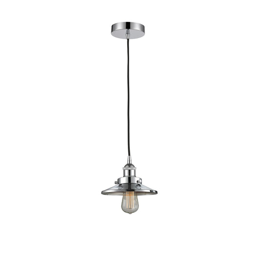 Innovations Edison 8in 1-Light Mini Pendant | Industrial Polished Chrome Steel and Metal Shade | Kitchen Island & Dining Room | Model 616-1PH-PC-M7-LED