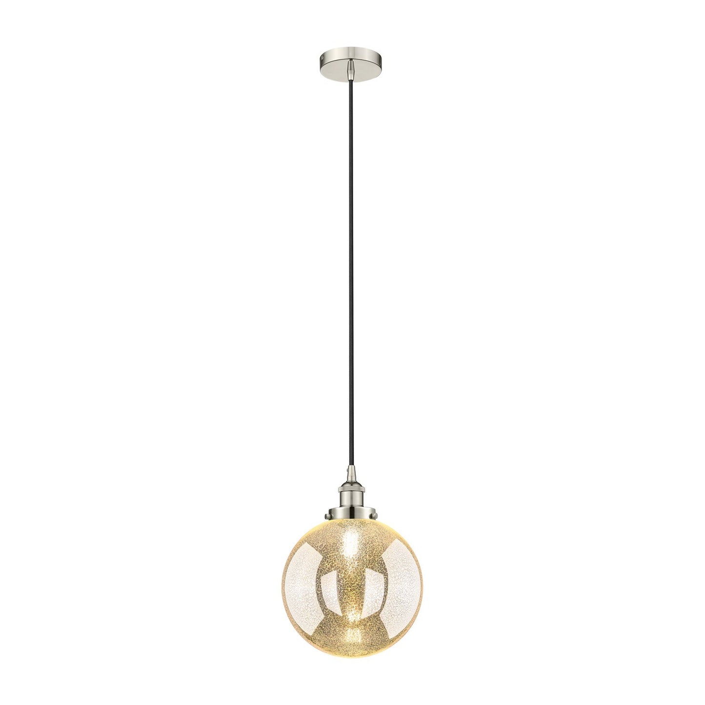 Innovations Beacon 10in 1-Light Mini Pendant | Industrial Polished Nickel and Mercury Seeded Glass | Kitchen Island & Dining | Model 616-1PH-PN-G208-10