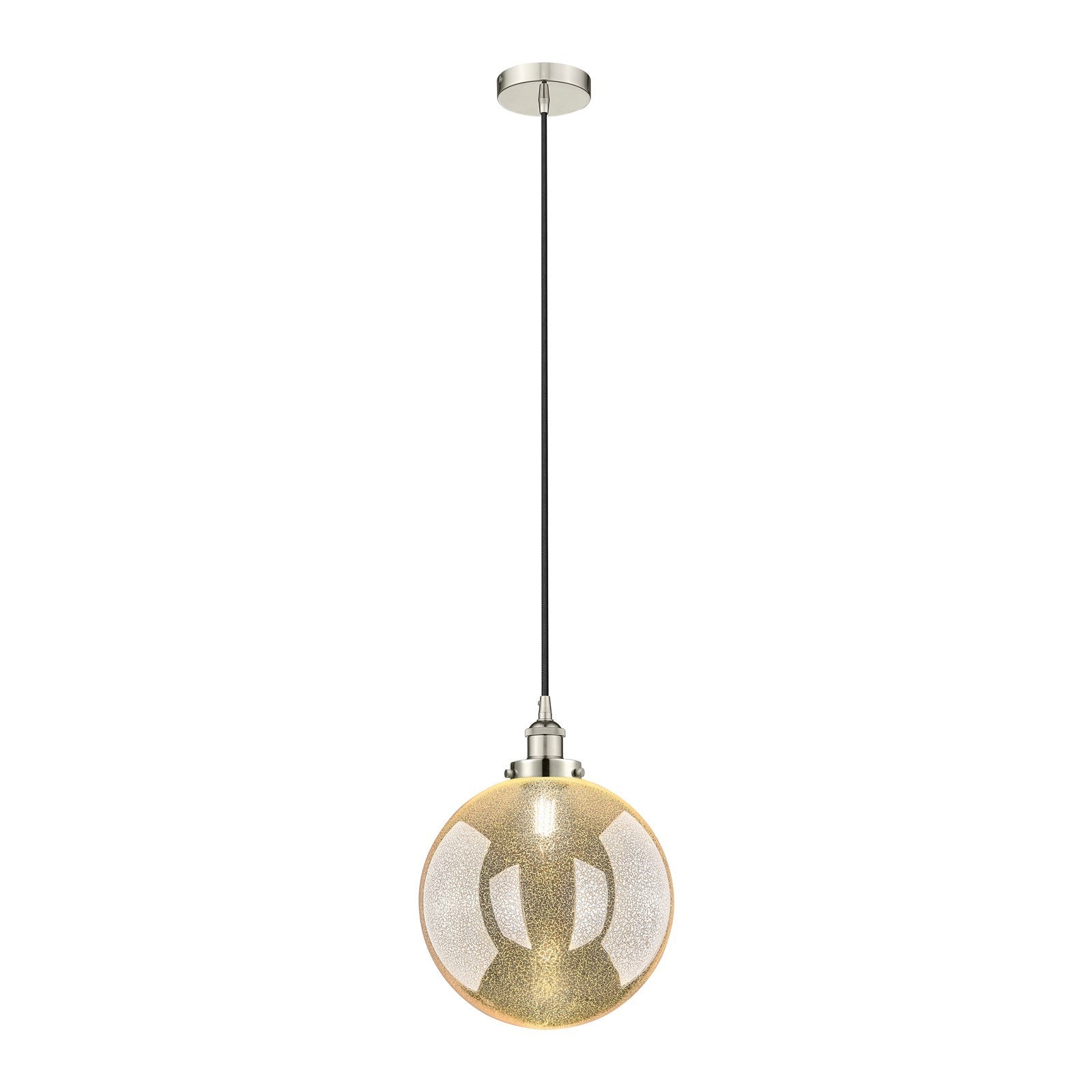 Innovations Beacon 12in 1-Light Mini Pendant | Industrial Polished Nickel and Mercury Seeded Glass | Kitchen Island & Dining | Model 616-1PH-PN-G208-12