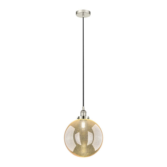 Innovations Beacon 12in 1-Light Mini Pendant | Industrial Polished Nickel and Mercury Seeded Glass | Kitchen Island & Dining | Model 616-1PH-PN-G208-12