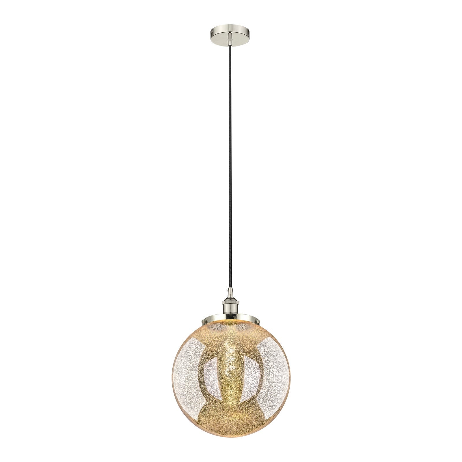 Innovations Beacon 14in 1-Light Mini Pendant | Art Nouveau Polished Nickel and Mercury Glass | Kitchen Island & Dining Room | Model 616-1PH-PN-G208-14