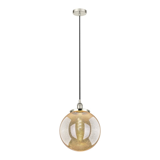 Innovations Beacon 14in 1-Light Mini Pendant | Art Nouveau Polished Nickel and Mercury Glass | Kitchen Island & Dining Room | Model 616-1PH-PN-G208-14