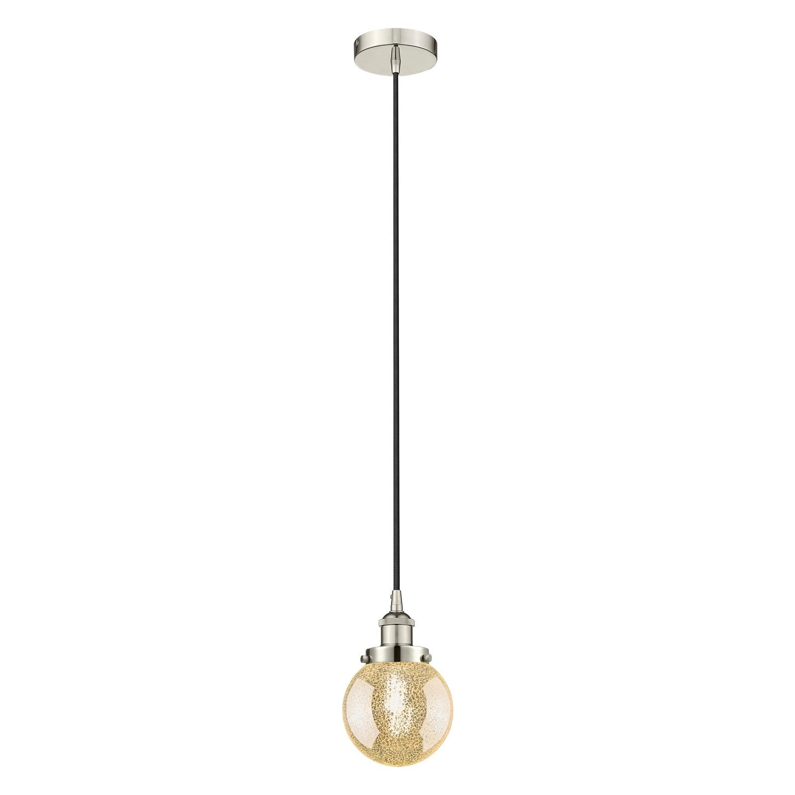 Innovations Beacon 6in 1-Light Mini Pendant | Industrial Polished Nickel and Mercury Seeded Glass | Kitchen Island & Dining Room | Model 616-1PH-PN-G208-6