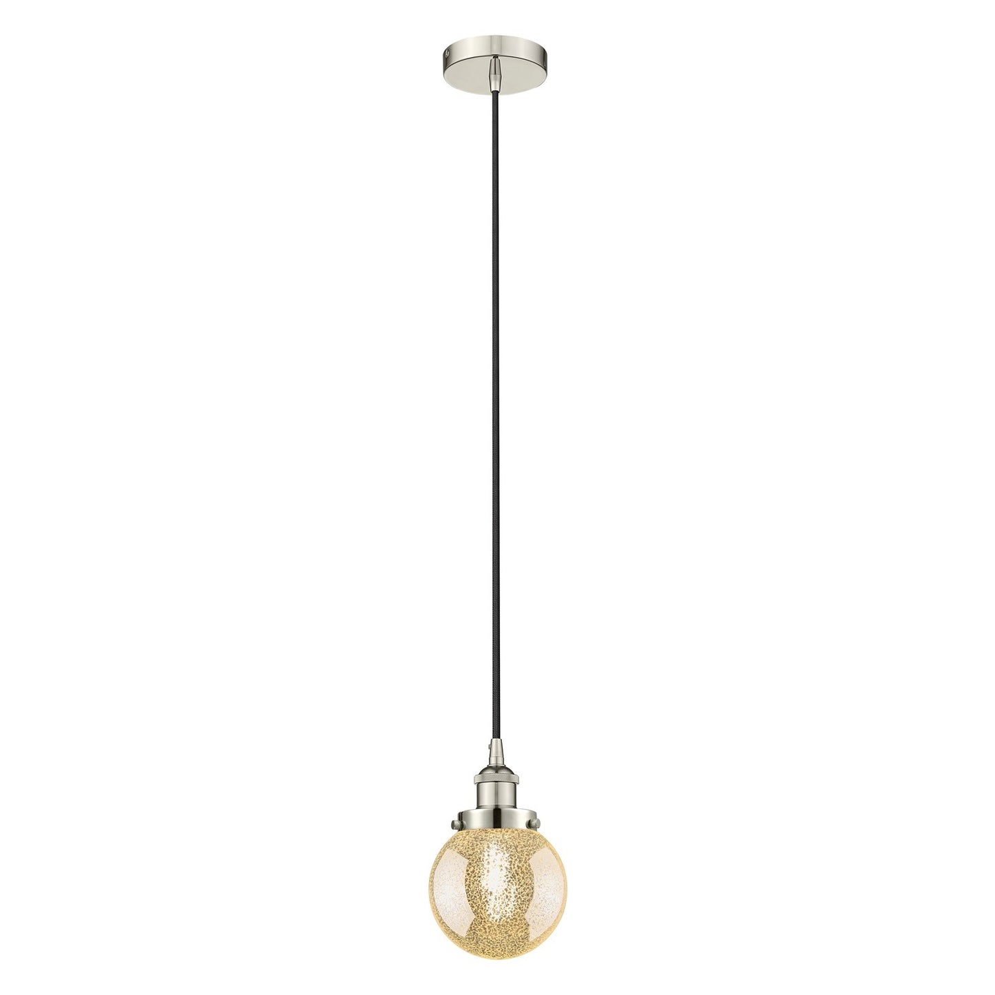 Innovations Beacon 6in 1-Light Mini Pendant | Industrial Polished Nickel and Mercury Seeded Glass | Kitchen Island & Dining Room | Model 616-1PH-PN-G208-6