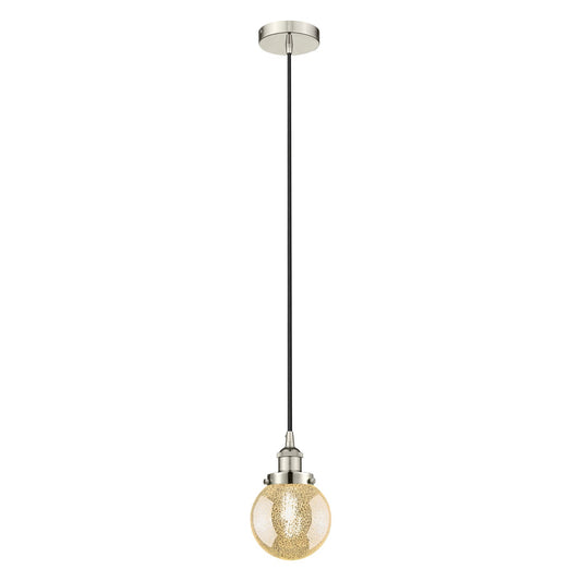 Innovations Beacon 6in 1-Light Mini Pendant | Industrial Polished Nickel and Mercury Seeded Glass | Kitchen Island & Dining Room | Model 616-1PH-PN-G208-6