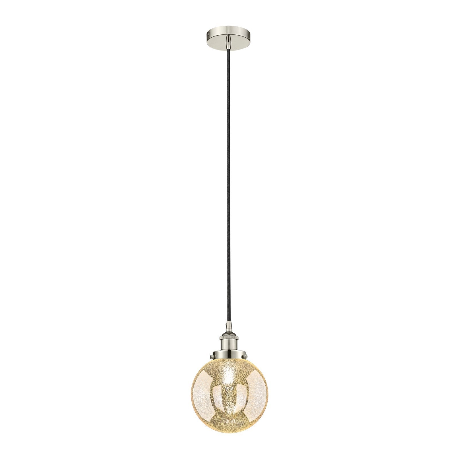 Innovations Beacon 8in 1-Light Mini Pendant | Industrial Polished Nickel and Mercury Seeded Glass | Kitchen Island & Dining Room | Model 616-1PH-PN-G208-8