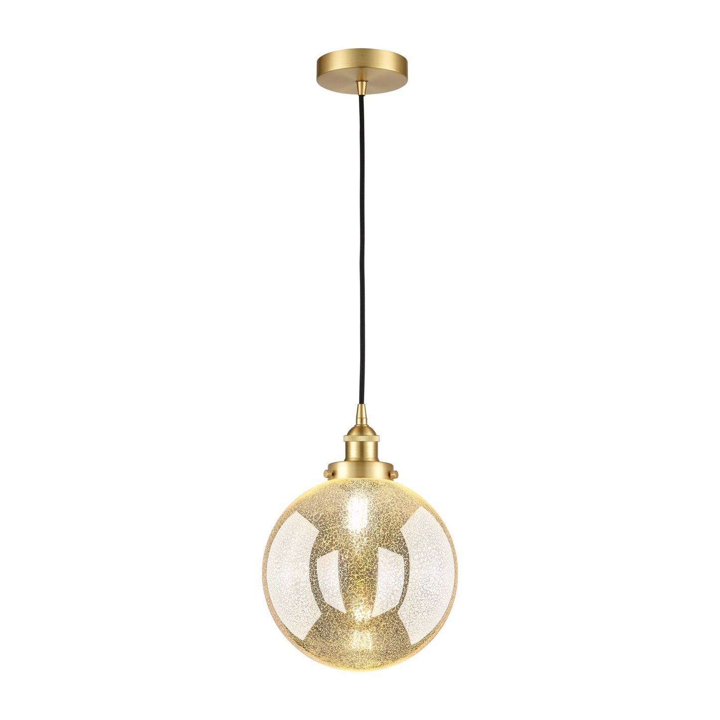 Innovations Beacon 10in 1-Light Mini Pendant | Industrial Satin Gold Steel and Mercury Seeded Glass | Kitchen Island & Dining | Model 616-1PH-SG-G208-10