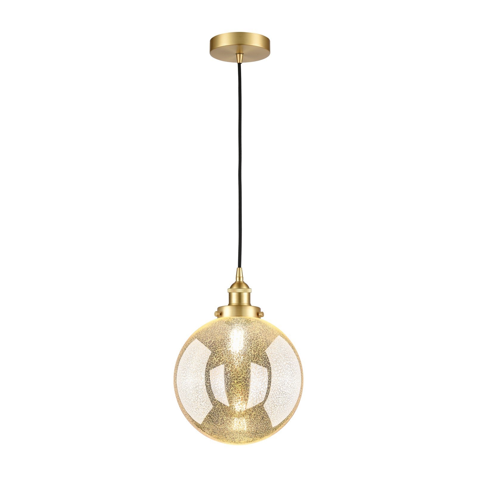 Innovations Beacon 10in 1-Light Mini Pendant | Industrial Satin Gold Steel and Mercury Seeded Glass | Kitchen Island & Dining | Model 616-1PH-SG-G208-10