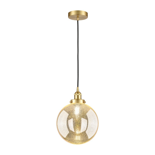 Innovations Beacon 10in 1-Light Mini Pendant | Industrial Satin Gold Steel and Mercury Seeded Glass | Kitchen Island & Dining | Model 616-1PH-SG-G208-10