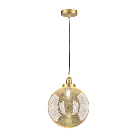 Innovations Beacon 12in 1-Light Mini Pendant | Industrial Satin Gold Steel and Mercury Seeded Glass | Kitchen Island & Dining | Model 616-1PH-SG-G208-12