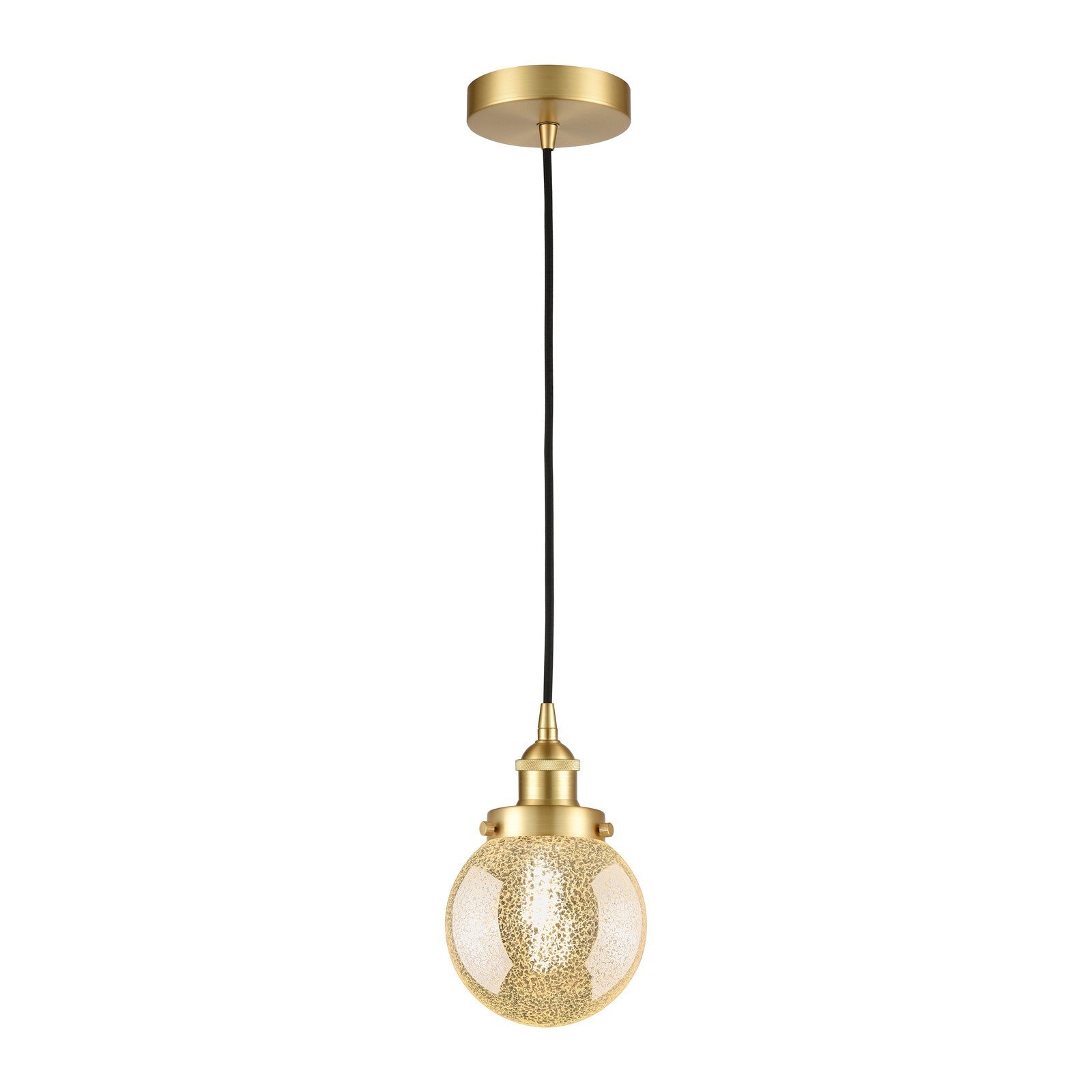 Innovations Beacon 6in 1-Light Mini Pendant | Industrial Satin Gold Steel and Mercury Seeded Glass | Kitchen Island & Dining | Model 616-1PH-SG-G208-6