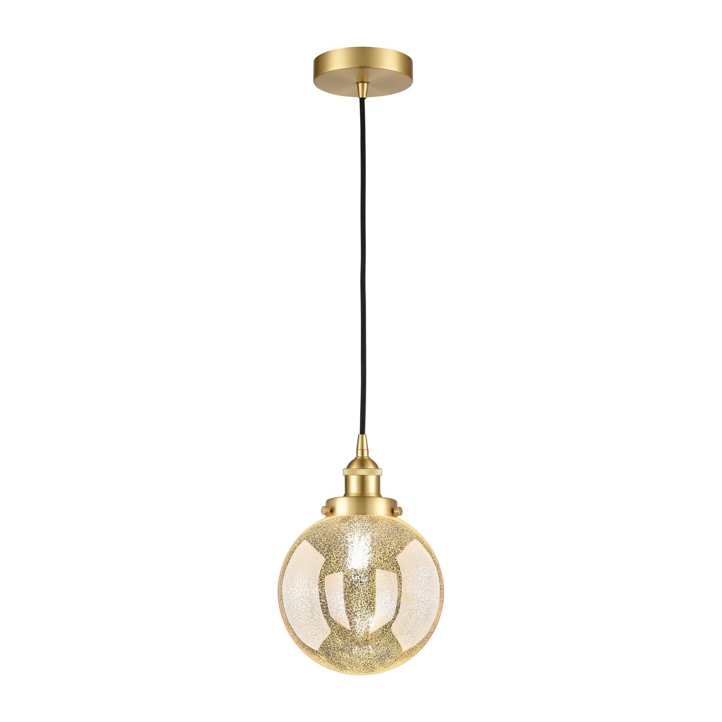 Innovations Beacon 8in 1-Light Mini Pendant | Industrial Satin Gold Steel and Mercury Seeded Glass | Kitchen Island & Dining | Model 616-1PH-SG-G208-8