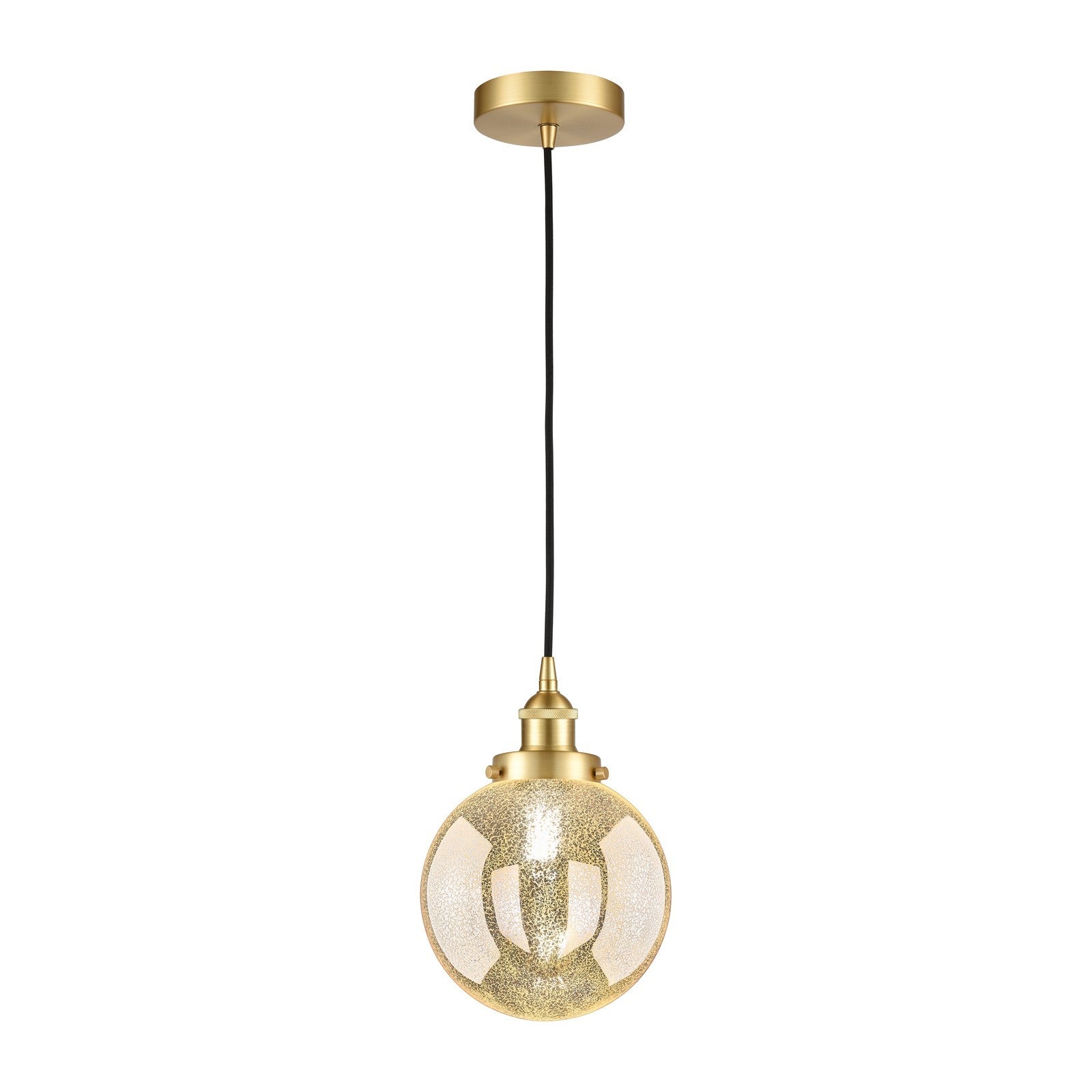 Innovations Beacon 8in 1-Light Mini Pendant | Industrial Satin Gold Steel and Mercury Seeded Glass | Kitchen Island & Dining | Model 616-1PH-SG-G208-8