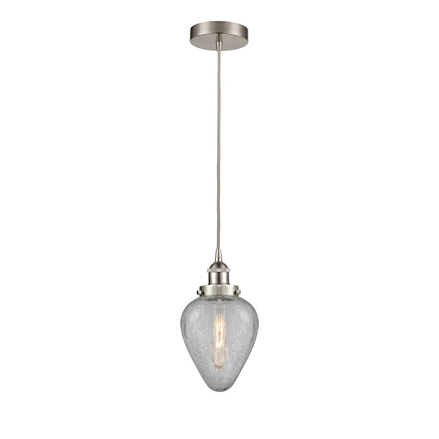Innovations Geneseo 1Lt 6" Cord Mini Pendant, SN/Clear
