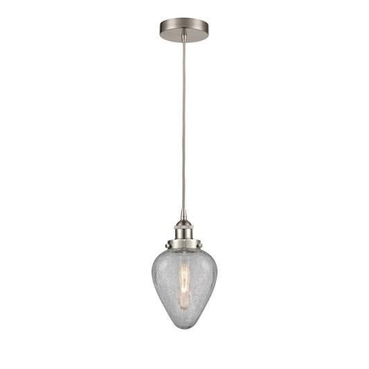 Innovations Geneseo 1Lt 6" Cord Mini Pendant, SN/Clear