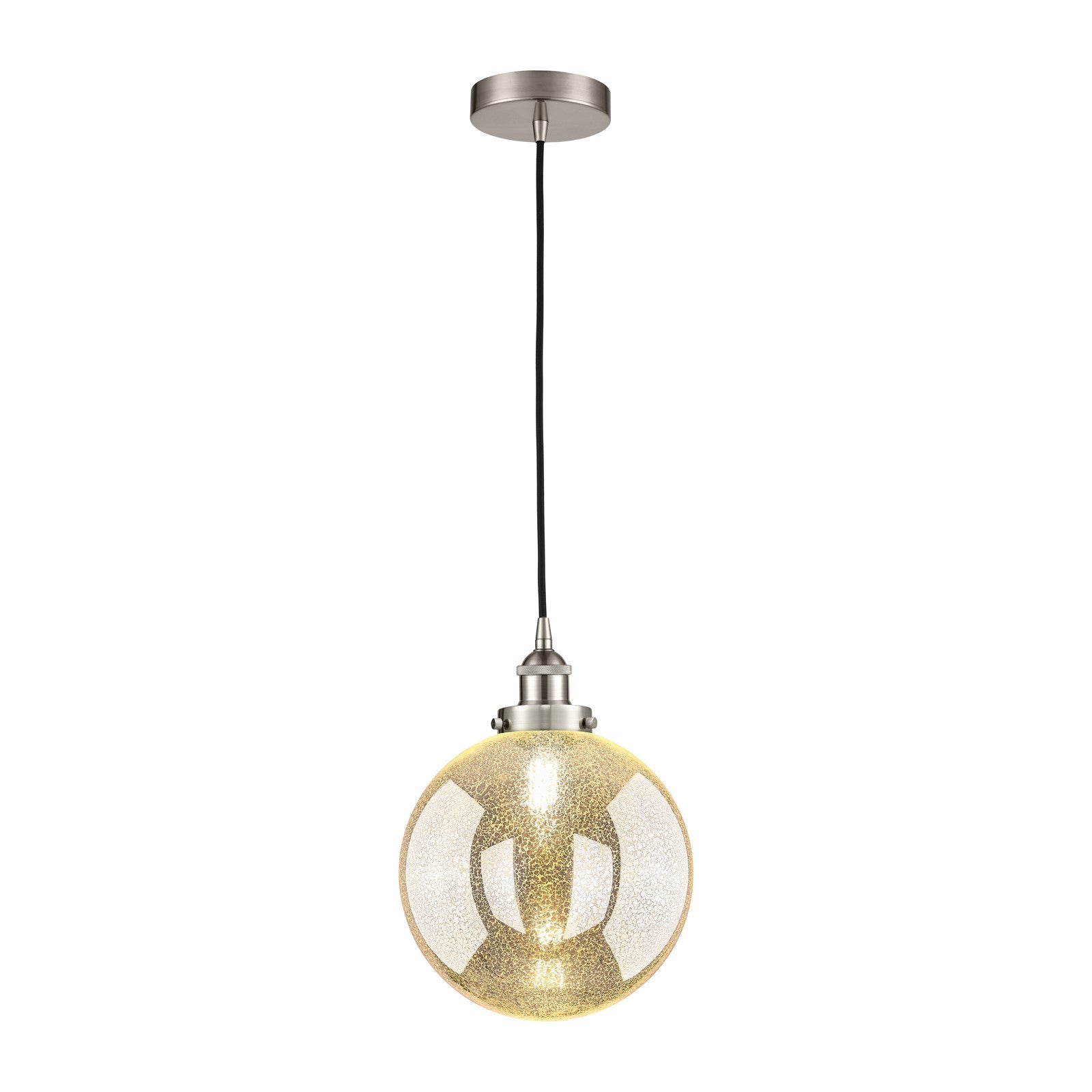 Innovations Beacon 10in 1-Light Mini Pendant | Industrial Brushed Satin Nickel and Mercury Seeded Glass | Kitchen Island & | Model 616-1PH-SN-G208-10