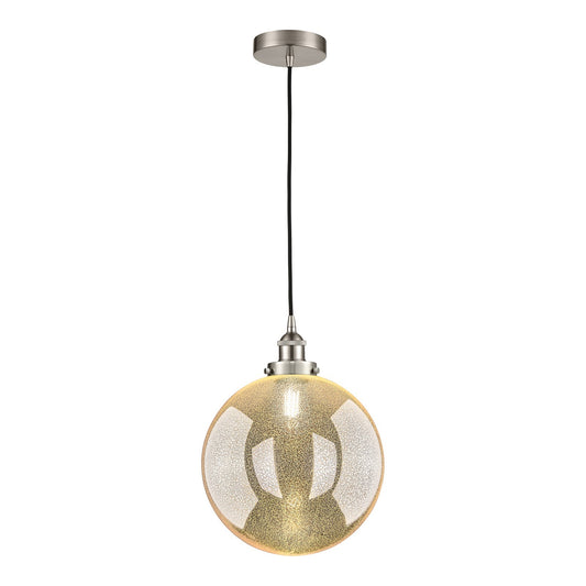 Innovations Beacon 12in 1-Light Mini Pendant | Industrial Brushed Satin Nickel Steel and Mercury Seeded Glass | Kitchen Island | Model 616-1PH-SN-G208-12