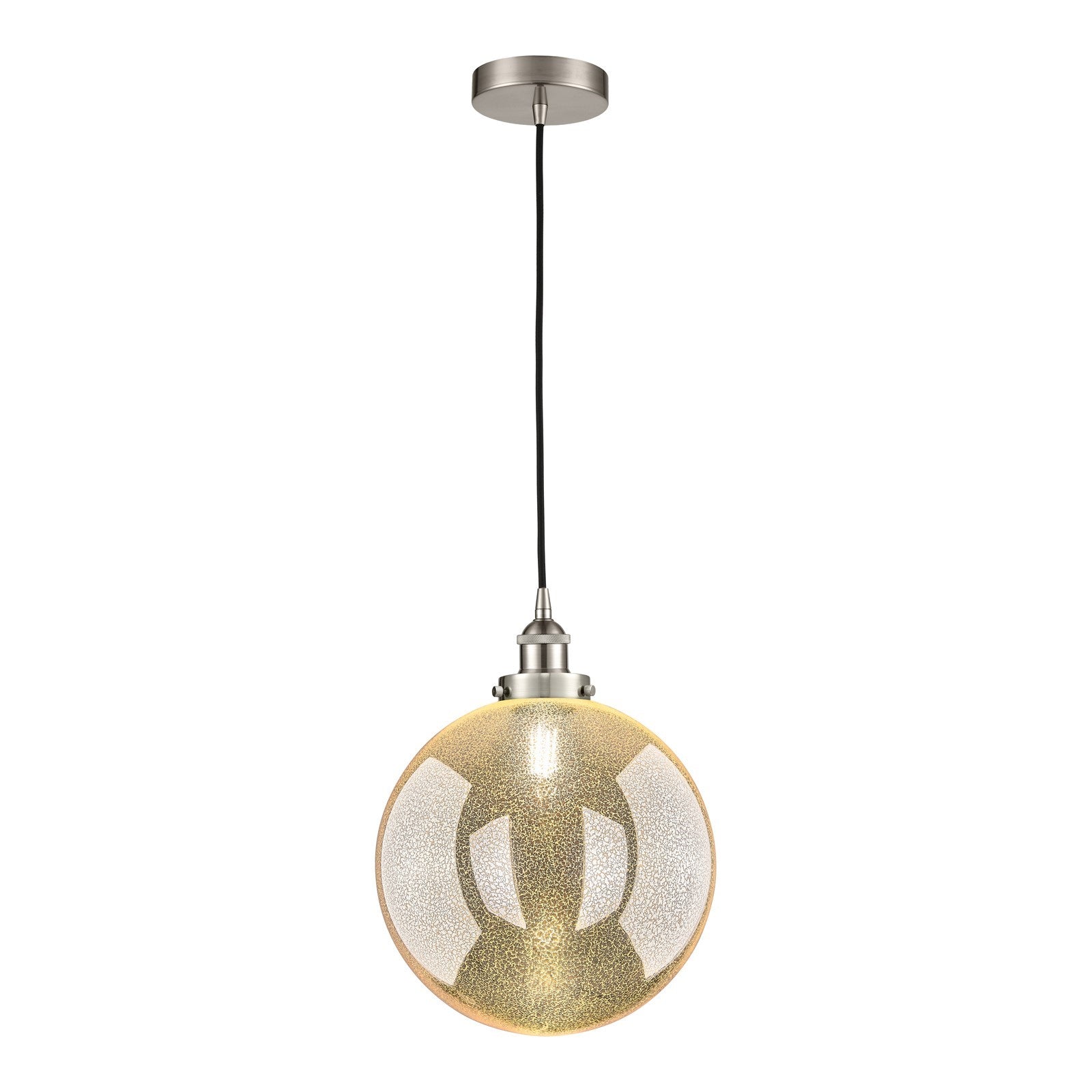 Innovations Beacon 12in 1-Light Mini Pendant | Industrial Brushed Satin Nickel Steel and Mercury Seeded Glass | Kitchen Island | Model 616-1PH-SN-G208-12