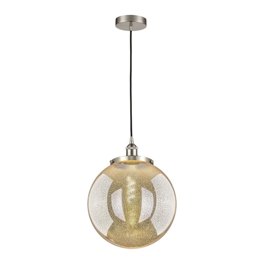 Innovations Beacon 14in 1-Light Mini Pendant | Traditional Satin Nickel Steel and Mercury Glass | Kitchen Island & Dining Room | Model 616-1PH-SN-G208-14