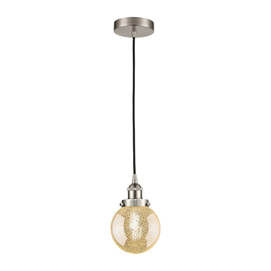 Innovations Beacon 6in 1-Light Mini Pendant | Industrial Brushed Satin Nickel Steel and Mercury Seeded Glass | Kitchen Island & | Model 616-1PH-SN-G208-6