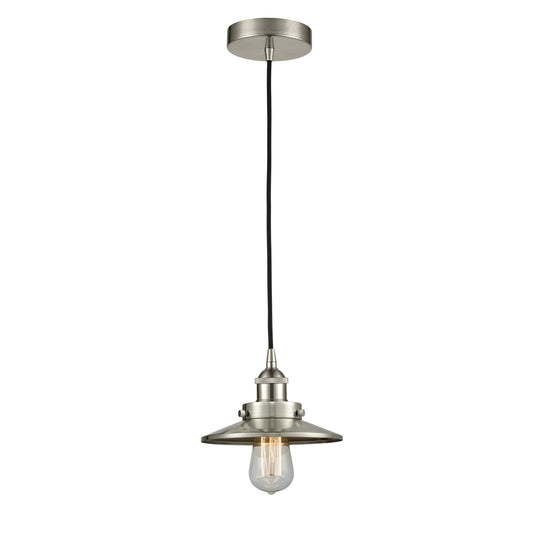 Innovations Lighting Edison 8in 1-Light Mini Pendant | Industrial Brushed Satin Nickel Steel and Cast Brass | Kitchen Island & | Model 616-1PH-SN-M2-LED