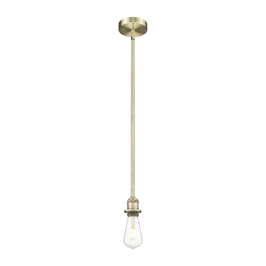 Innovations Lighting Edison 2in 1-Light Mini Pendant | Industrial Antique Brass Steel Bare Bulb | Kitchen Island & Dining Room | Model 616-1S-AB