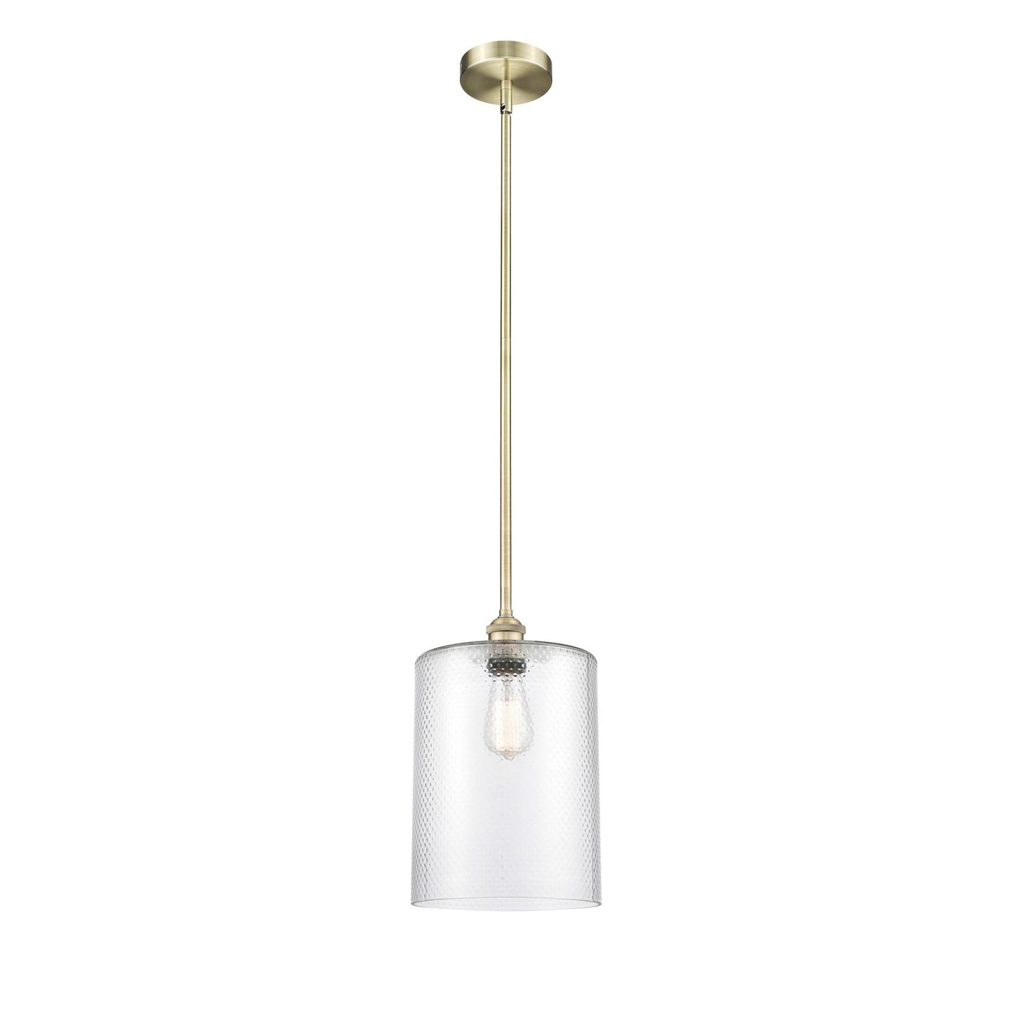 Innovations Cobbleskill 9in 1-Light Mini Pendant | Industrial Antique Brass Steel and Clear Glass | Kitchen Island & Dining | Model 616-1S-AB-G112-L-LED