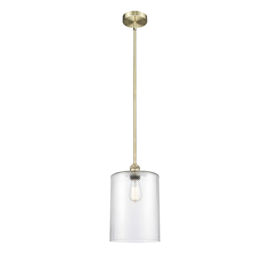 Innovations Cobbleskill 9in 1-Light Mini Pendant | Industrial Antique Brass Steel and Clear Glass | Kitchen Island & Dining | Model 616-1S-AB-G112-L-LED