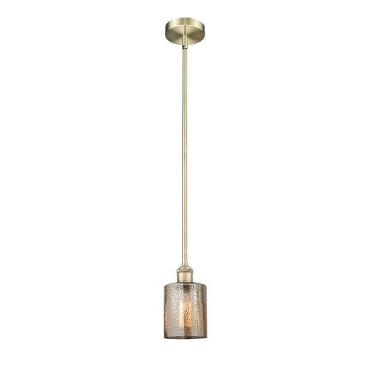 Innovations Cobbleskill 5in 1-Light Mini Pendant | Industrial Antique Brass Steel and Mercury Glass | Kitchen Island & Dining | Model 616-1S-AB-G116-LED