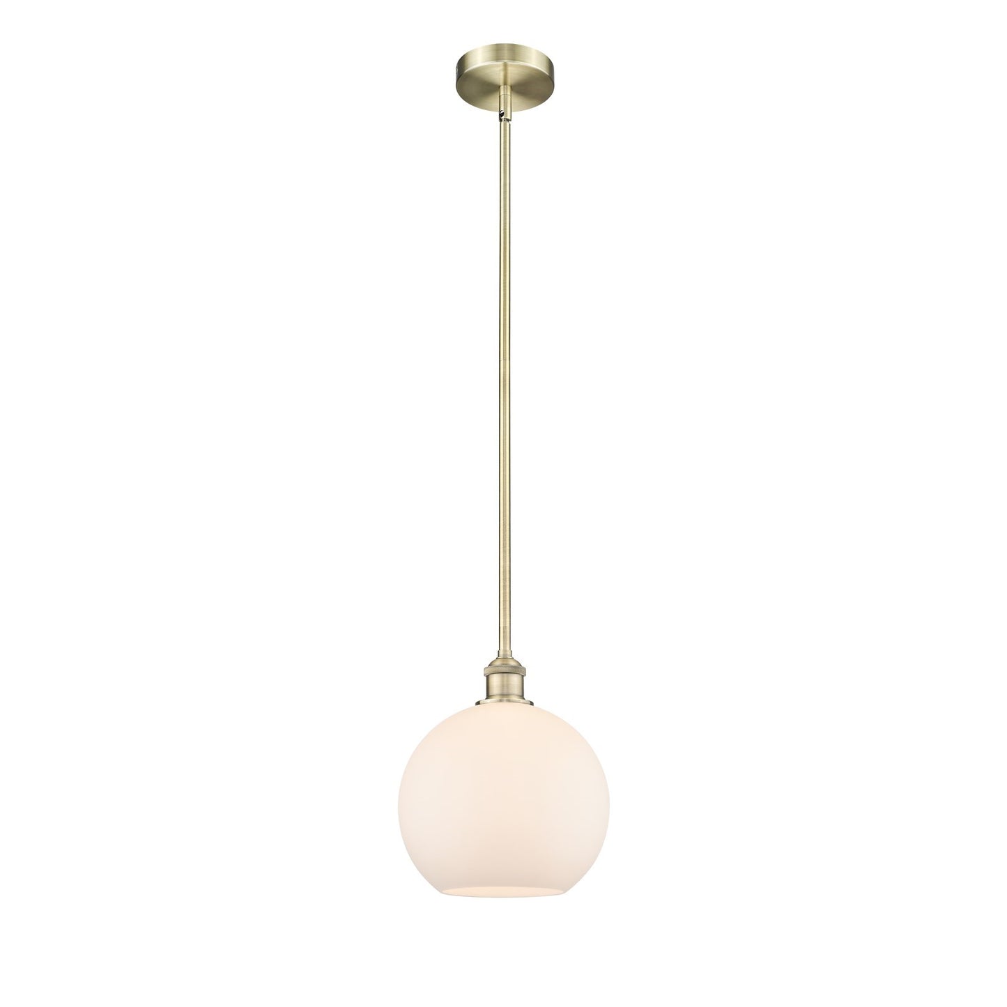 Innovations Athens 10in 1-Light Mini Pendant | Industrial Antique Brass Steel and Matte White Glass | Kitchen Island & Dining | Model 616-1S-AB-G121-10