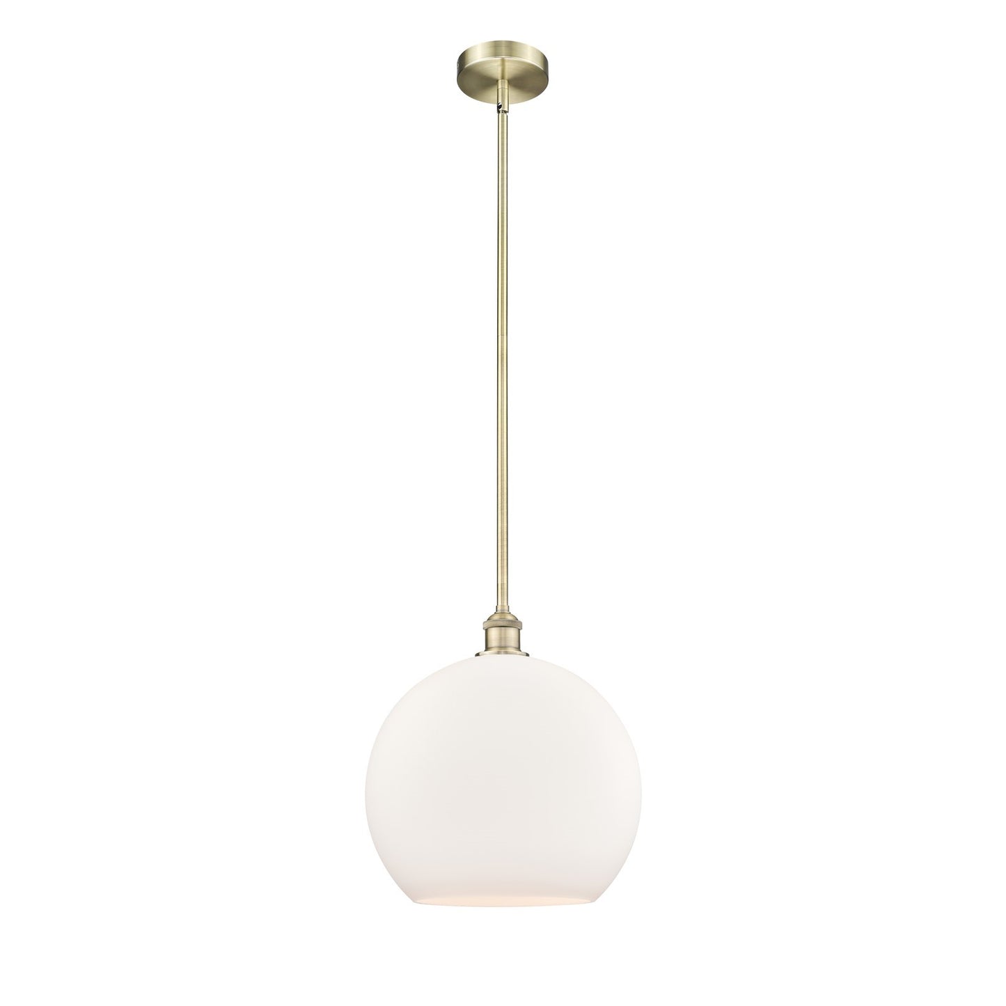 Innovations Athens 14in 1-Light Pendant | Industrial Antique Brass Steel and Matte White Glass | Kitchen Island & Dining Room | Model 616-1S-AB-G121-14