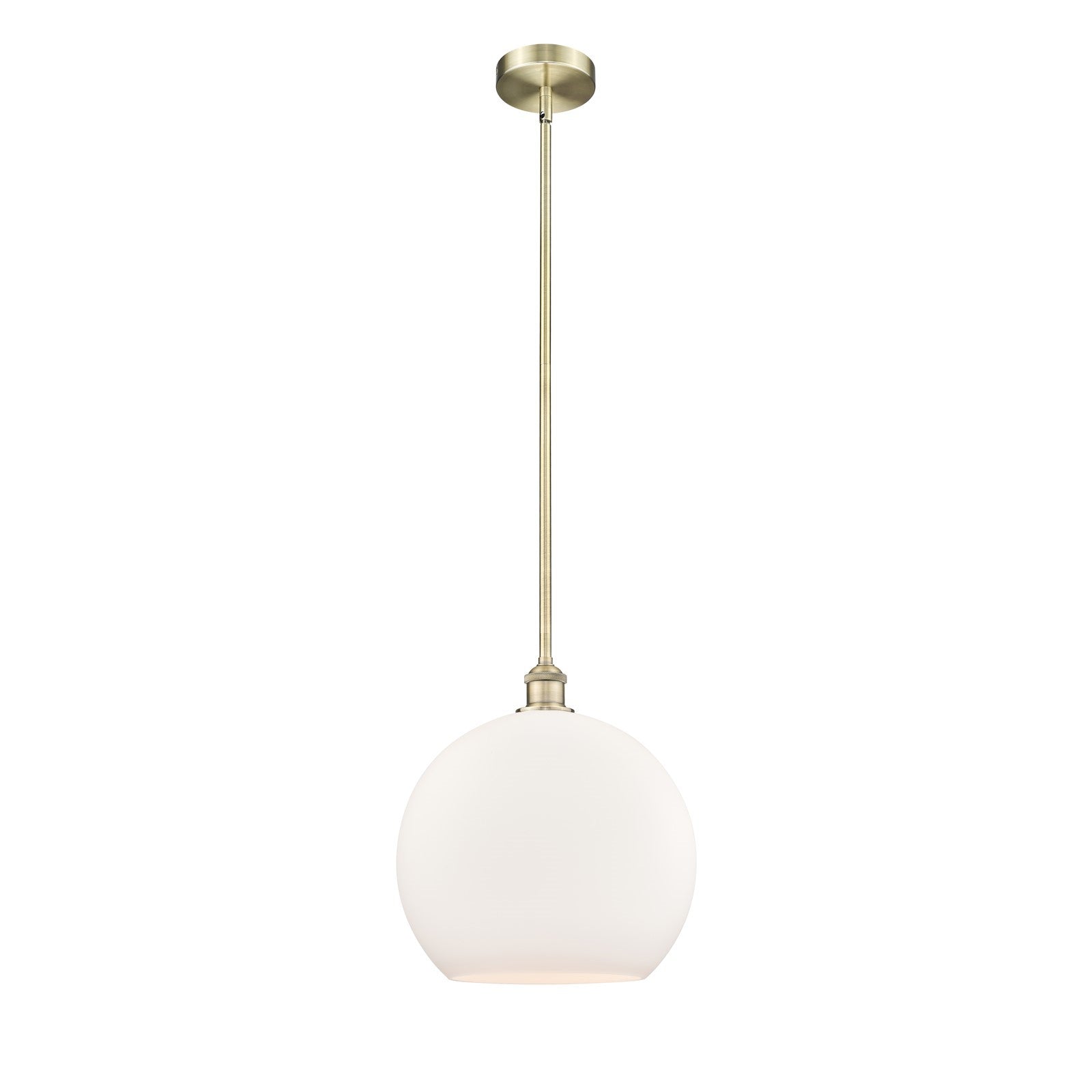 Innovations Athens 14in 1-Light Pendant | Industrial Antique Brass Steel and Matte White Glass | Kitchen Island & Dining | Model 616-1S-AB-G121-14-LED