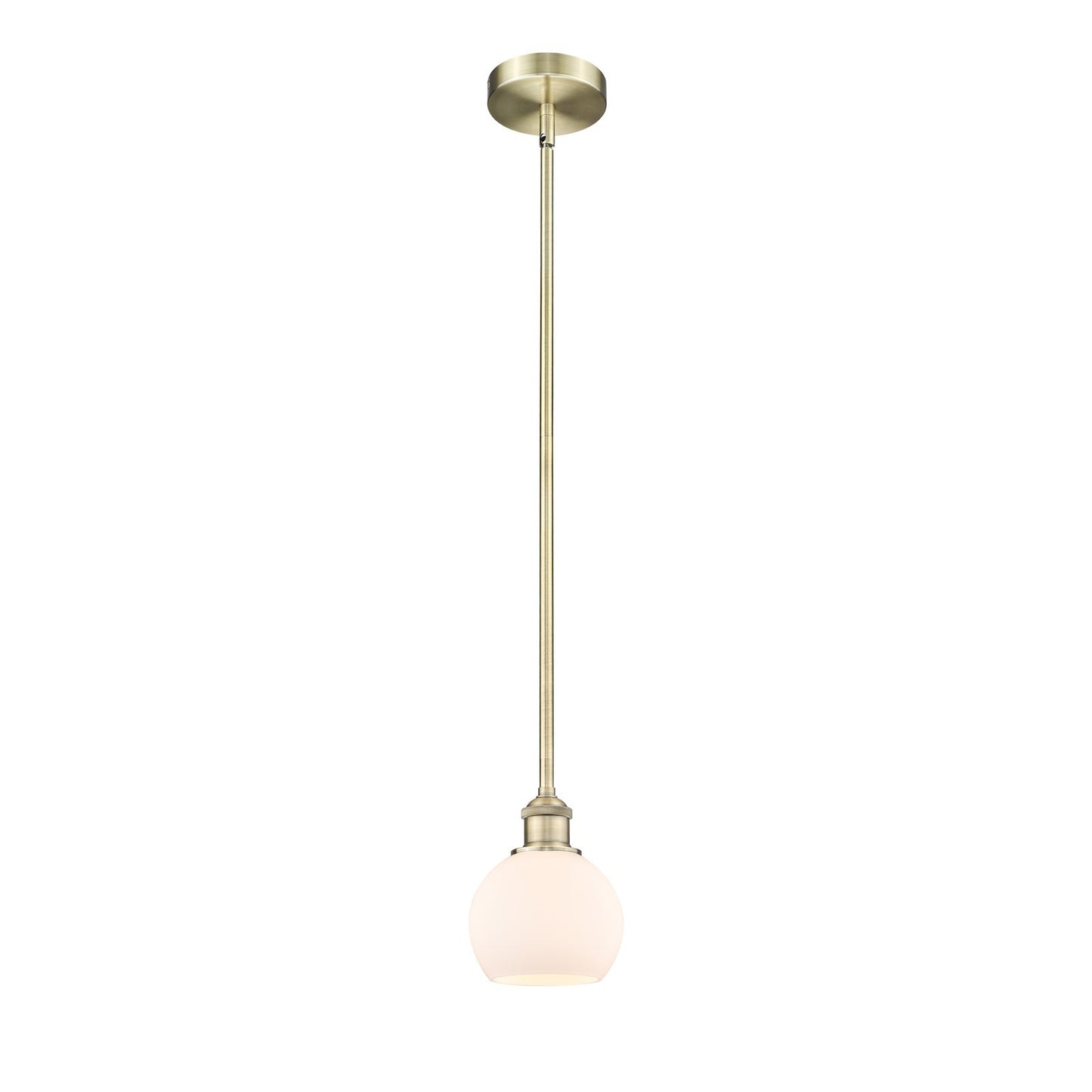 Innovations Athens 6in 1-Light Mini Pendant | Industrial Antique Brass Steel and Matte White Glass | Kitchen Island & Dining | Model 616-1S-AB-G121-6-LED