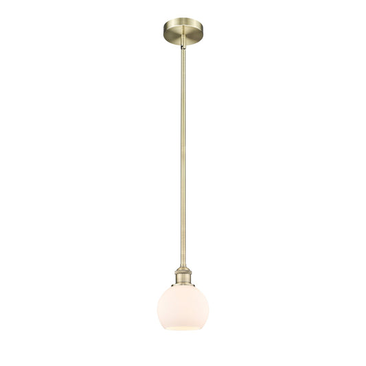 Innovations Athens 6in 1-Light Mini Pendant | Industrial Antique Brass Steel and Matte White Glass | Kitchen Island & Dining | Model 616-1S-AB-G121-6-LED