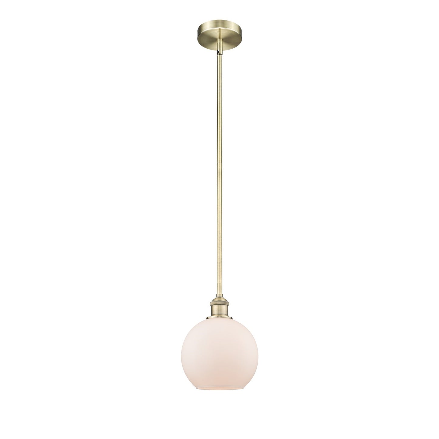 Innovations Athens 8in 1-Light Mini Pendant | Industrial Antique Brass Steel and Matte White Frosted Glass | Kitchen Island & | Model 616-1S-AB-G121-8-LED