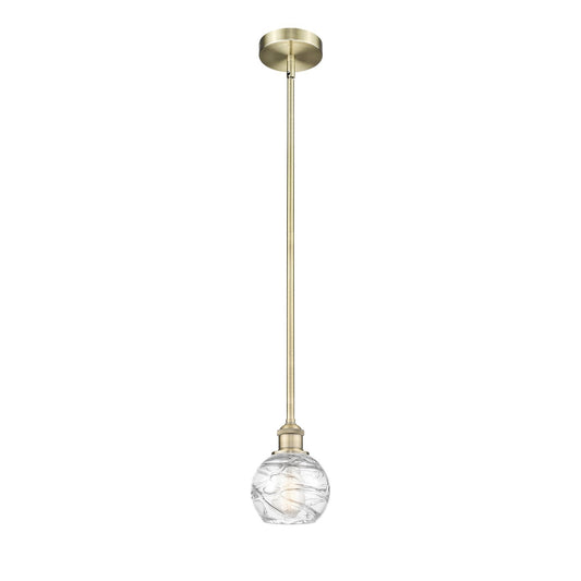 Innovations Athens Deco Swirl 6in 1-Light Mini Pendant | Industrial Antique Brass and Clear Deco Swirl Glass | Kitchen Island | Model 616-1S-AB-G1213-6CL