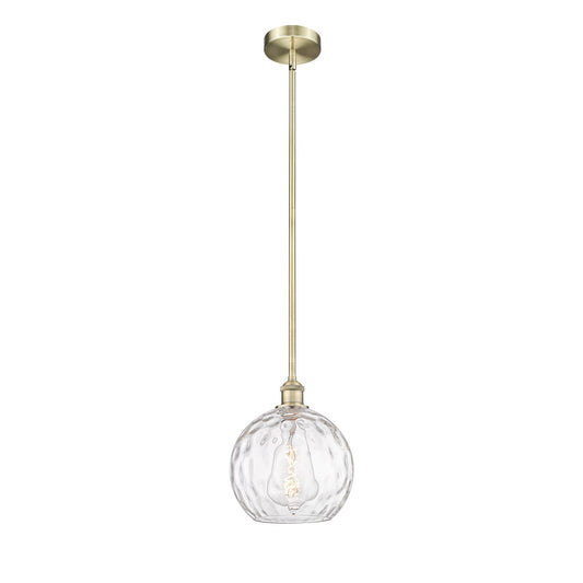 Innovations Athens Water Glass 10in 1-Light Mini Pendant | Industrial Antique Brass Steel and Clear Glass | Kitchen Island & | Model 616-1S-AB-G1215-10