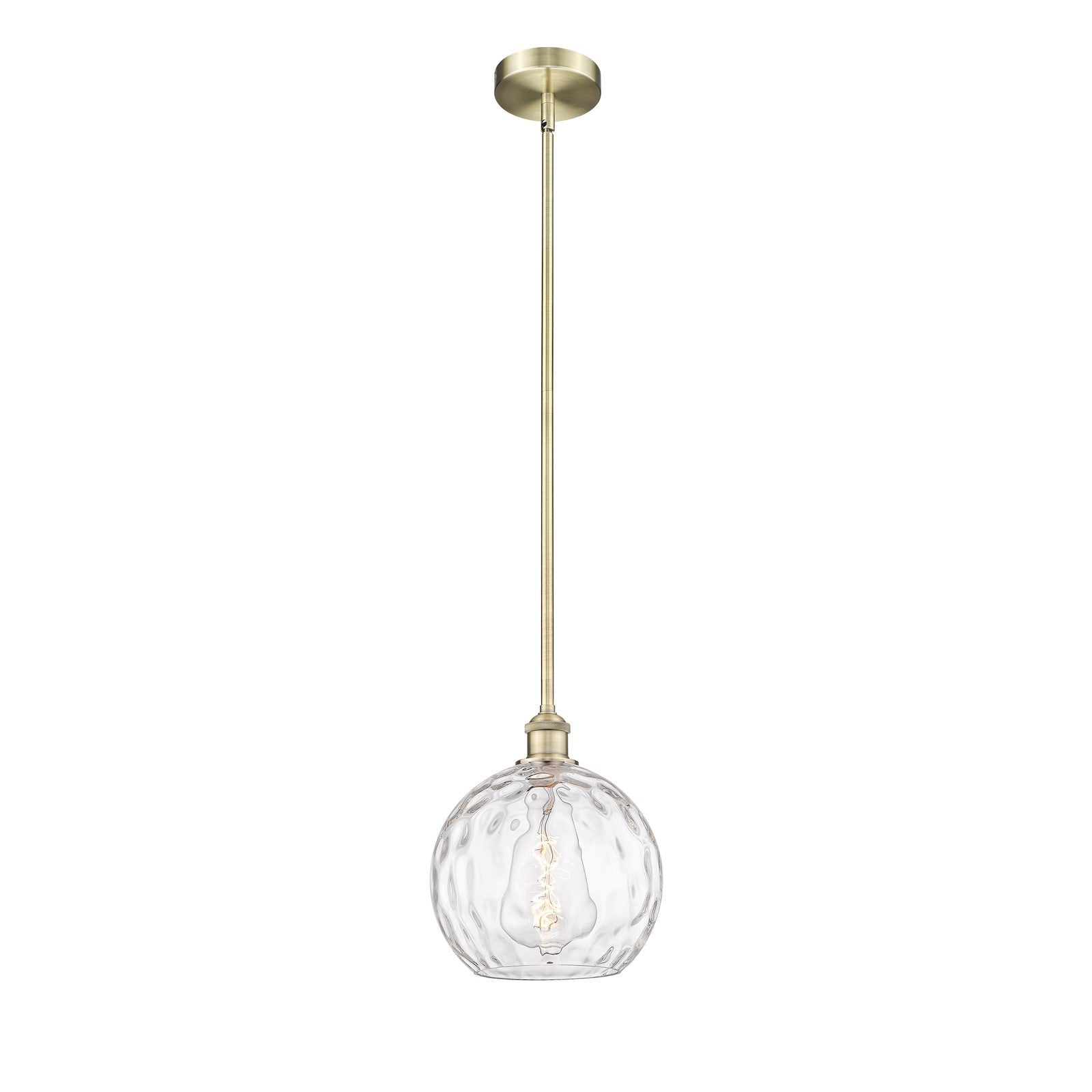 Innovations Athens Water Glass 10in 1-Light Mini Pendant | Industrial Antique Brass and Clear Glass | Kitchen Island & | Model 616-1S-AB-G1215-10-LED