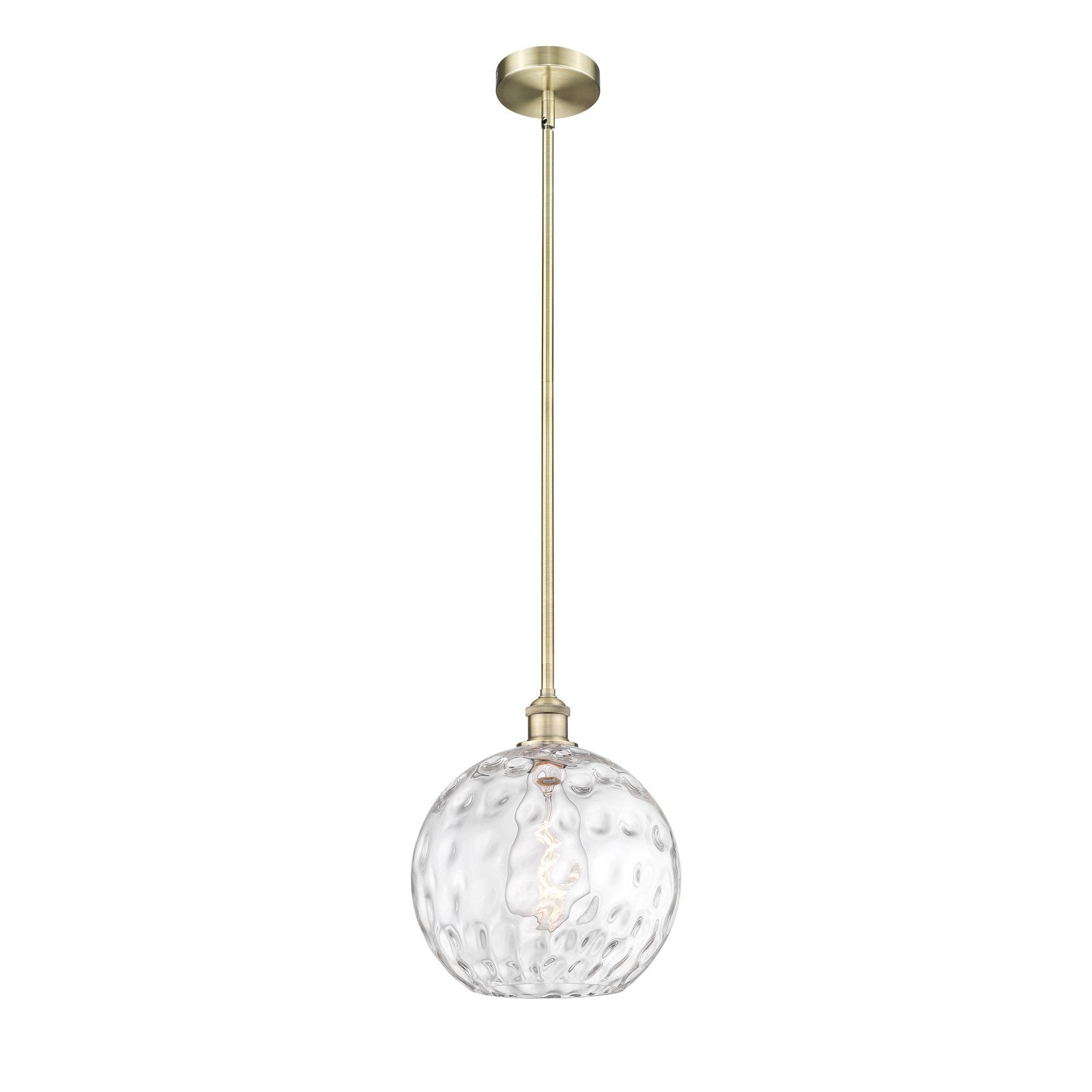 Innovations Athens Water Glass 12in 1-Light Mini Pendant | Industrial Antique Brass Steel and Clear Glass | Kitchen Island & | Model 616-1S-AB-G1215-12