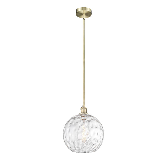 Innovations Athens Water Glass 12in 1-Light Mini Pendant | Industrial Antique Brass Steel and Clear Glass | Kitchen Island & | Model 616-1S-AB-G1215-12