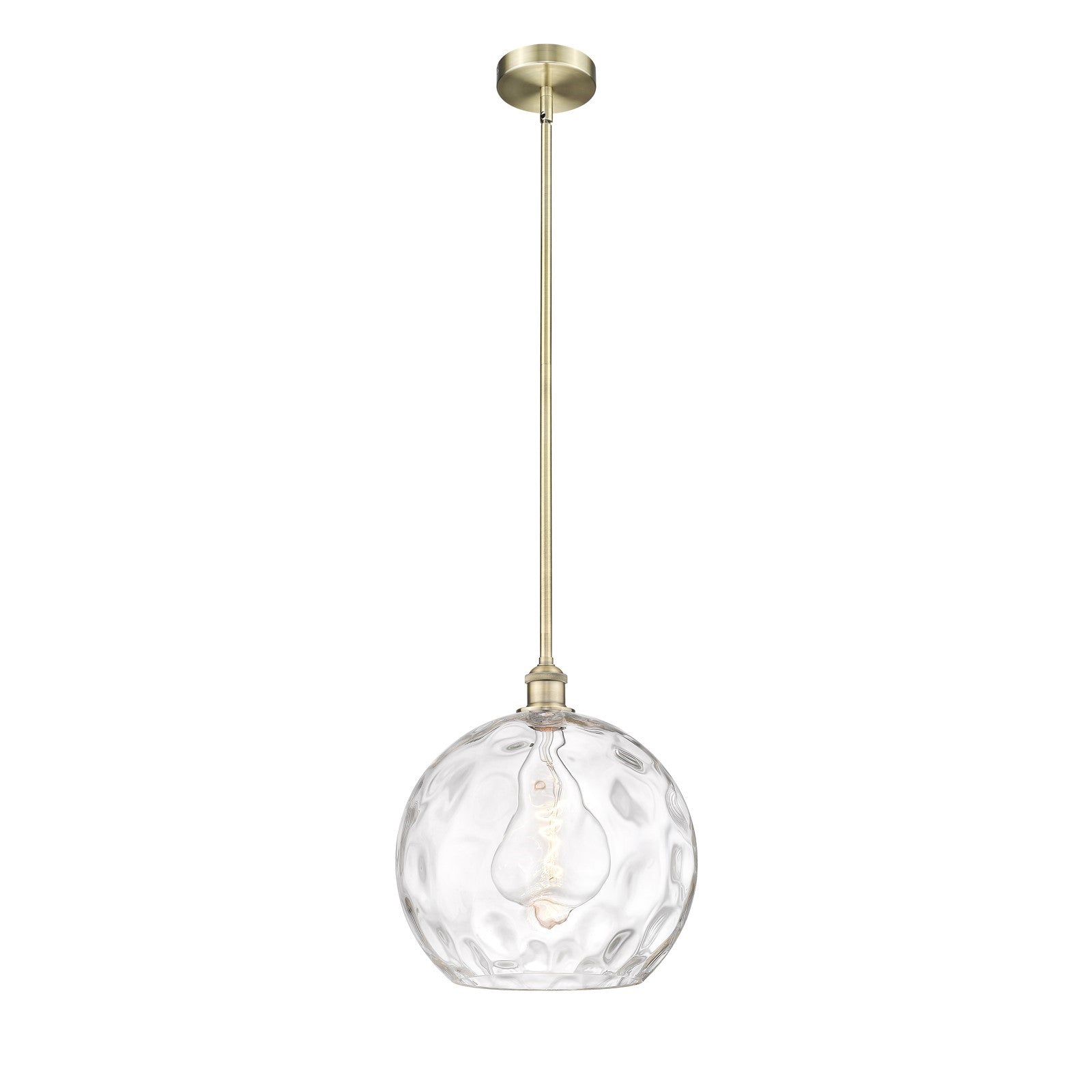 Innovations Athens Water Glass 13in 1-Light Pendant | Industrial Antique Brass Steel and Clear Water Glass | Kitchen Island | Model 616-1S-AB-G1215-14-LED