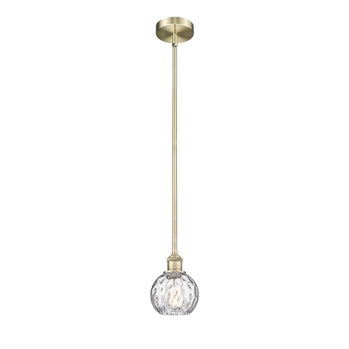 Innovations Athens Water Glass 6in 1-Light Mini Pendant | Industrial Antique Brass Steel and Clear Water Glass | Kitchen | Model 616-1S-AB-G1215-6-LED