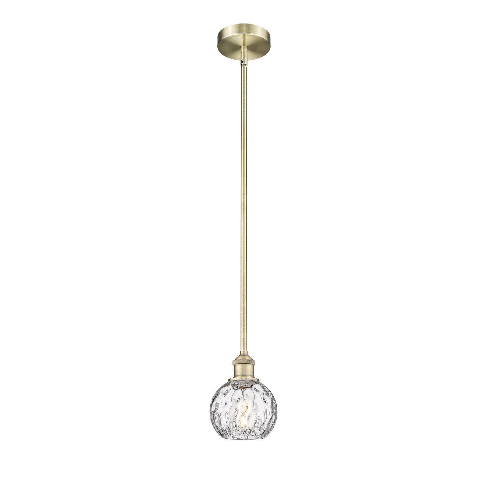 Innovations Athens Water Glass 6in 1-Light Mini Pendant | Industrial Antique Brass Steel and Clear Water Glass | Kitchen | Model 616-1S-AB-G1215-6-LED