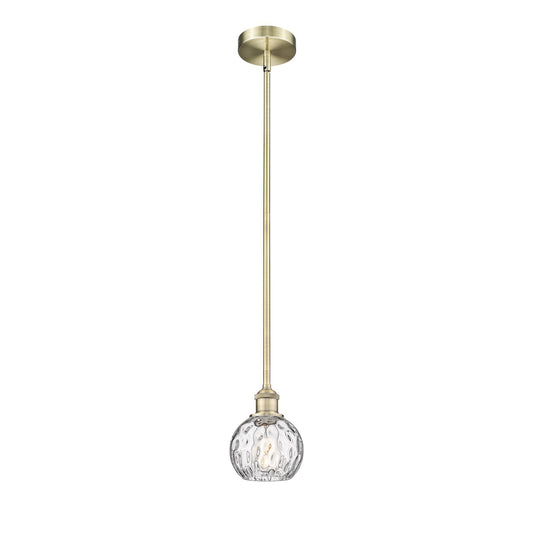 Innovations Athens Water Glass 6in 1-Light Mini Pendant | Industrial Antique Brass Steel and Clear Water Glass | Kitchen | Model 616-1S-AB-G1215-6-LED
